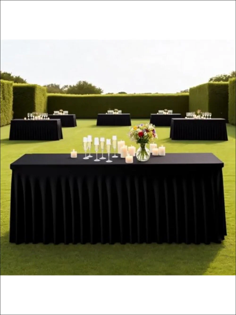 3 Pack Spandex Tablecloths Stretch Fitted 6ft Table Cover with Skirt